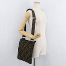 FENDI Zucca Canvas Shoulder Bag Black Brown Auth 177566-22