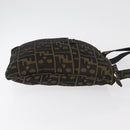 FENDI Zucca Canvas Shoulder Bag Black Brown Auth 177566-3