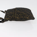 FENDI Zucca Canvas Shoulder Bag Black Brown Auth 177566-4