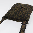 FENDI Zucca Canvas Shoulder Bag Black Brown Auth 177566-6