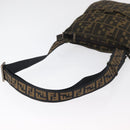 FENDI Zucca Canvas Shoulder Bag Black Brown Auth 177566-7