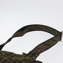 FENDI Zucca Canvas Shoulder Bag Black Brown Auth 177566-8