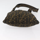 FENDI Zucca Canvas Shoulder Bag Black Brown Auth 177566-5