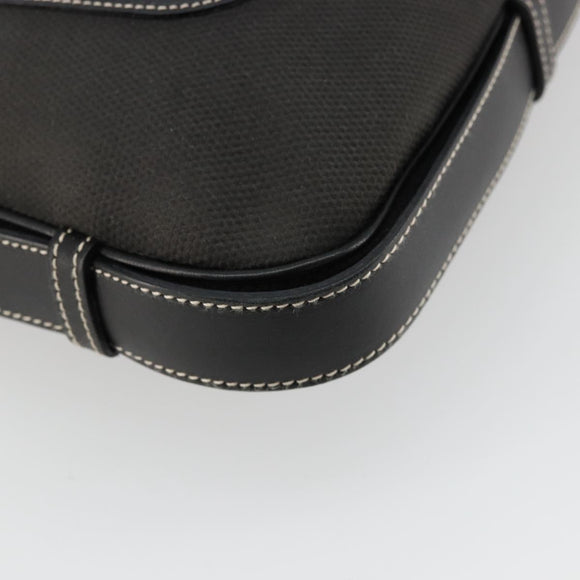Salvatore Ferragamo Shoulder Bag Coated Canvas Black Silver Auth 177567