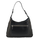 Salvatore Ferragamo Shoulder Bag Coated Canvas Black Silver Auth 177567-2