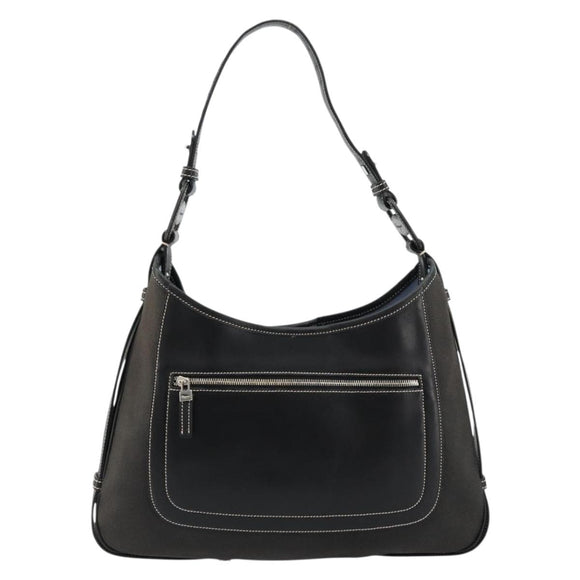 Salvatore Ferragamo Shoulder Bag Coated Canvas Black Silver Auth 177567