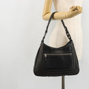 Salvatore Ferragamo Shoulder Bag Coated Canvas Black Silver Auth 177567-23