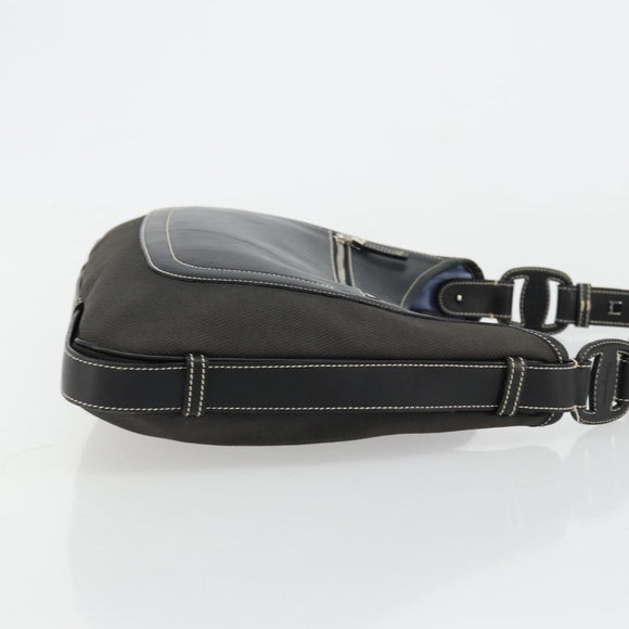 Salvatore Ferragamo Shoulder Bag Coated Canvas Black Silver Auth 177567