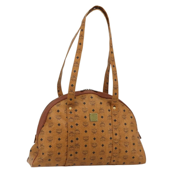 MCM Vicetos Logogram Tote Bag PVC Leather Brown Gold Auth 177569