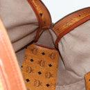 MCM Vicetos Logogram Tote Bag PVC Leather Brown Gold Auth 177569-18