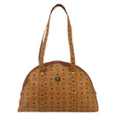 MCM Vicetos Logogram Tote Bag PVC Leather Brown Gold Auth 177569-2