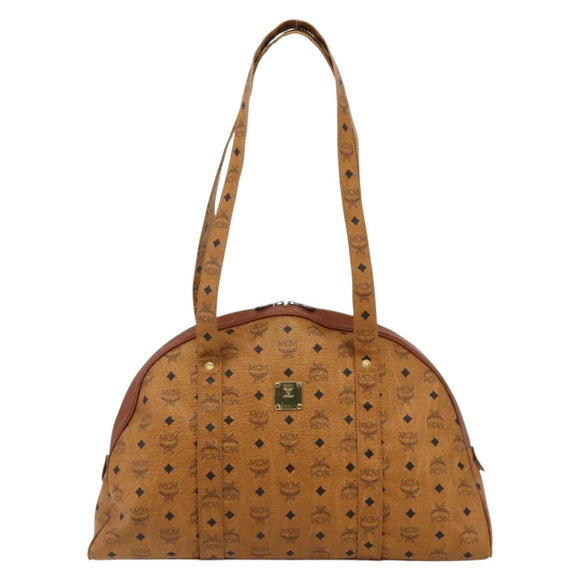 MCM Vicetos Logogram Tote Bag PVC Leather Brown Gold Auth 177569