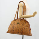 MCM Vicetos Logogram Tote Bag PVC Leather Brown Gold Auth 177569-21