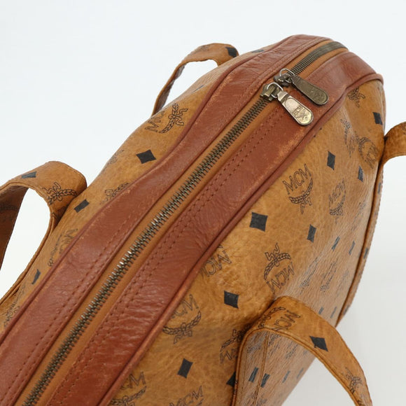 MCM Vicetos Logogram Tote Bag PVC Leather Brown Gold Auth 177569