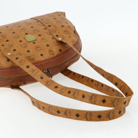 MCM Vicetos Logogram Tote Bag PVC Leather Brown Gold Auth 177569
