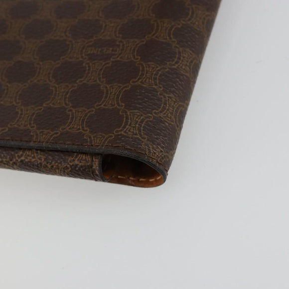 CELINE Macadam Canvas Clutch Bag PVC Leather Brown Gold Auth 177570