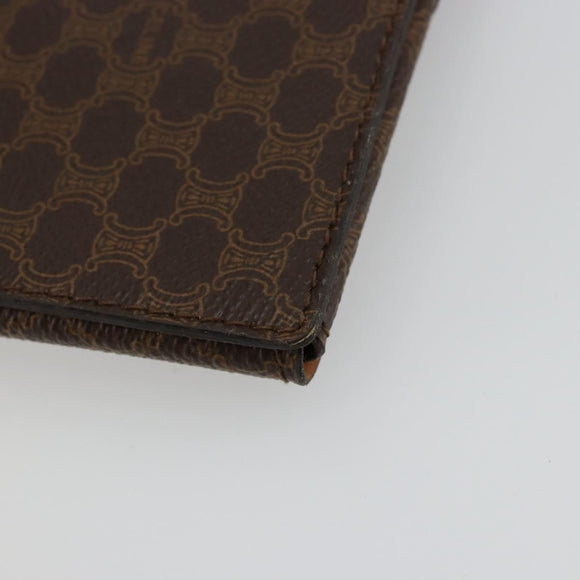 CELINE Macadam Canvas Clutch Bag PVC Leather Brown Gold Auth 177570