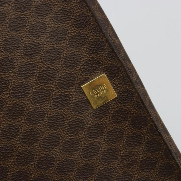 CELINE Macadam Canvas Clutch Bag PVC Leather Brown Gold Auth 177570