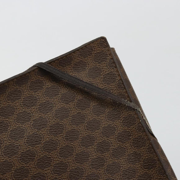 CELINE Macadam Canvas Clutch Bag PVC Leather Brown Gold Auth 177570