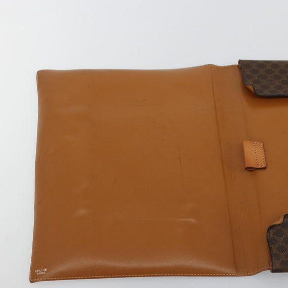 CELINE Macadam Canvas Clutch Bag PVC Leather Brown Gold Auth 177570