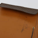 CELINE Macadam Canvas Clutch Bag PVC Leather Brown Gold Auth 177570-11