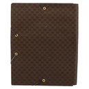 CELINE Macadam Canvas Clutch Bag PVC Leather Brown Gold Auth 177570-2