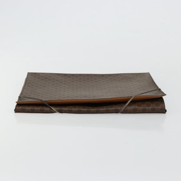 CELINE Macadam Canvas Clutch Bag PVC Leather Brown Gold Auth 177570