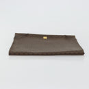 CELINE Macadam Canvas Clutch Bag PVC Leather Brown Gold Auth 177570-4