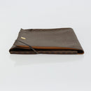 CELINE Macadam Canvas Clutch Bag PVC Leather Brown Gold Auth 177570-5