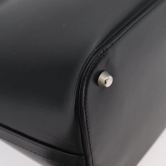 Gianni Versace Hand Bag Leather 2way Black Silver Auth 177571