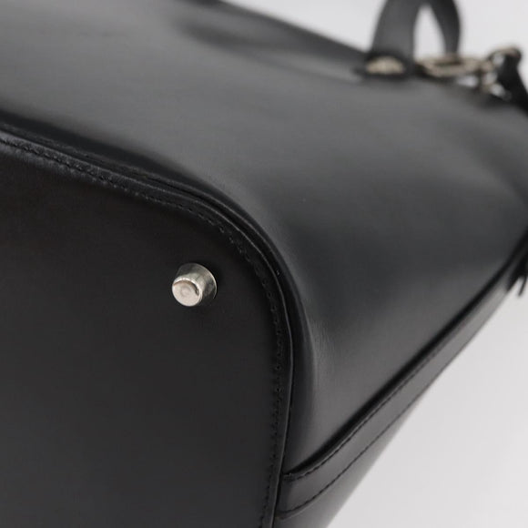 Gianni Versace Hand Bag Leather 2way Black Silver Auth 177571