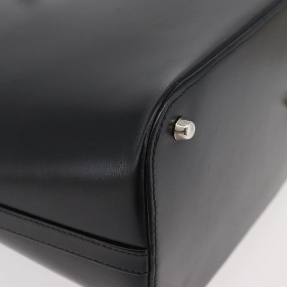 Gianni Versace Hand Bag Leather 2way Black Silver Auth 177571