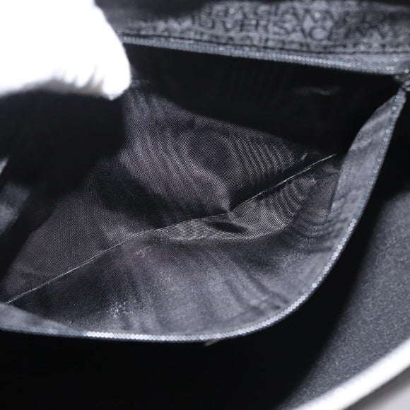 Gianni Versace Hand Bag Leather 2way Black Silver Auth 177571