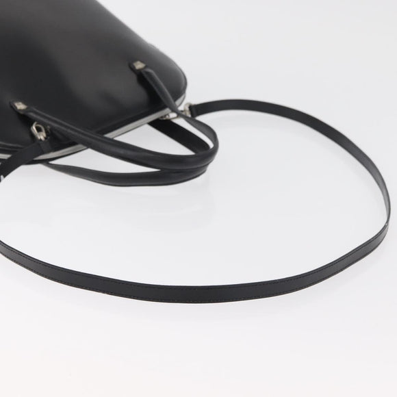 Gianni Versace Hand Bag Leather 2way Black Silver Auth 177571