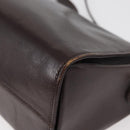 FENDI Hand Bag Leather 2way Brown Gold Auth 177573-17