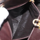 FENDI Hand Bag Leather 2way Brown Gold Auth 177573-22