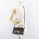 FENDI Hand Bag Leather 2way Brown Gold Auth 177573-23