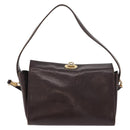 FENDI Hand Bag Leather 2way Brown Gold Auth 177573-2