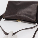 FENDI Hand Bag Leather 2way Brown Gold Auth 177573-6