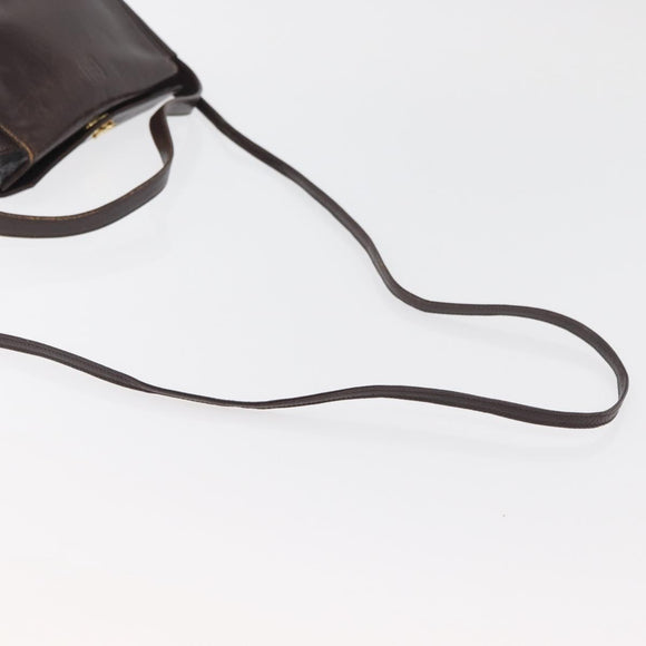FENDI Hand Bag Leather 2way Brown Gold Auth 177573