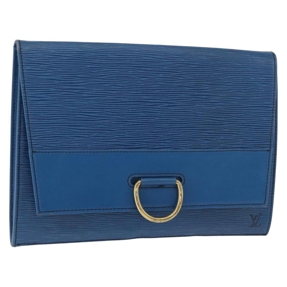 LOUIS VUITTON Epi Jena Clutch Bag Blue M52715 LV Auth 177598
