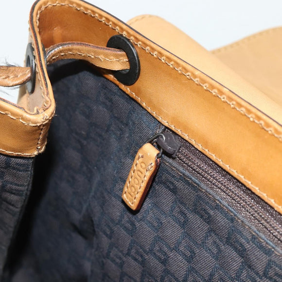 GUCCI Hand Bag Leather Beige 101287 Auth 177601