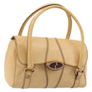 GUCCI Hand Bag Leather Beige Gold 124245 Auth 177602A-1