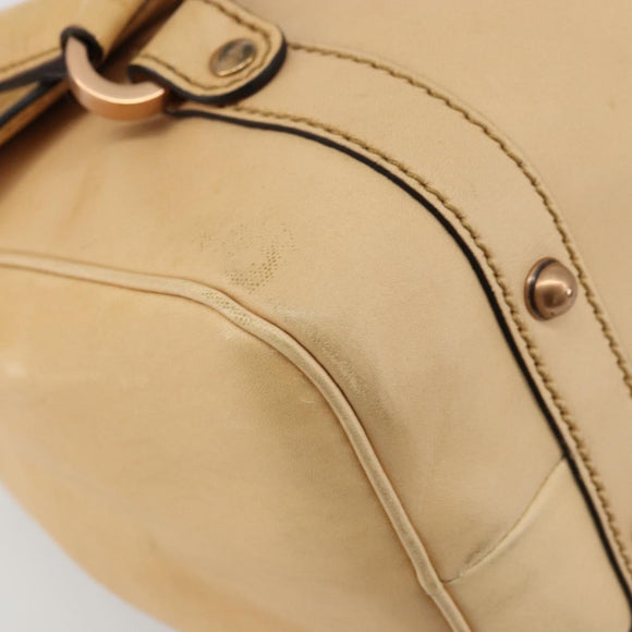 GUCCI Hand Bag Leather Beige Gold 124245 Auth 177602A