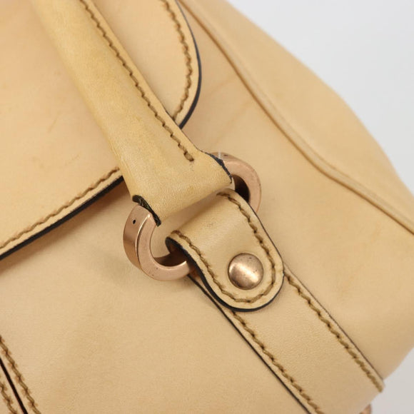 GUCCI Hand Bag Leather Beige Gold 124245 Auth 177602A
