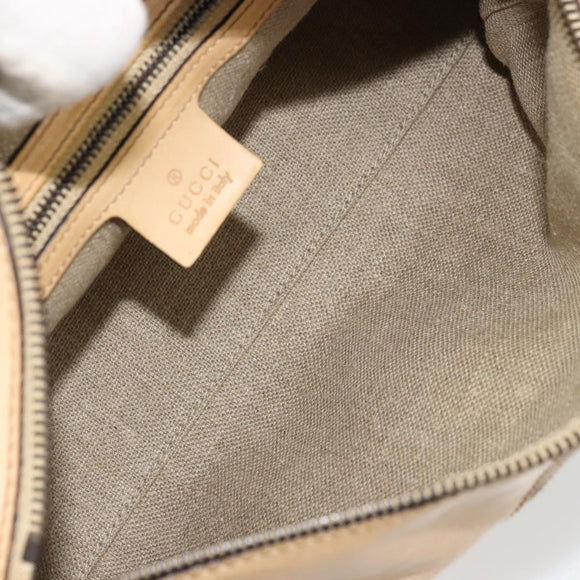 GUCCI Hand Bag Leather Beige Gold 124245 Auth 177602A