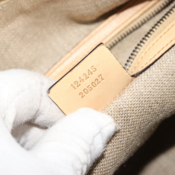 GUCCI Hand Bag Leather Beige Gold 124245 Auth 177602A