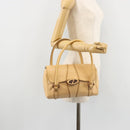 GUCCI Hand Bag Leather Beige Gold 124245 Auth 177602A-26