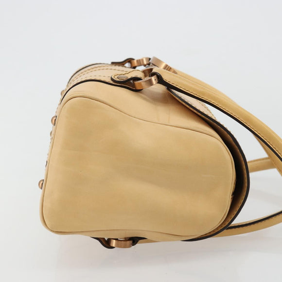 GUCCI Hand Bag Leather Beige Gold 124245 Auth 177602A