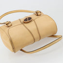 GUCCI Hand Bag Leather Beige Gold 124245 Auth 177602A-6
